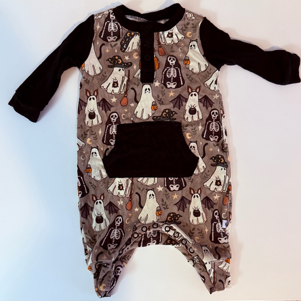 BAMBOO Kids Pajama Set - Black and Brown Ghost Print